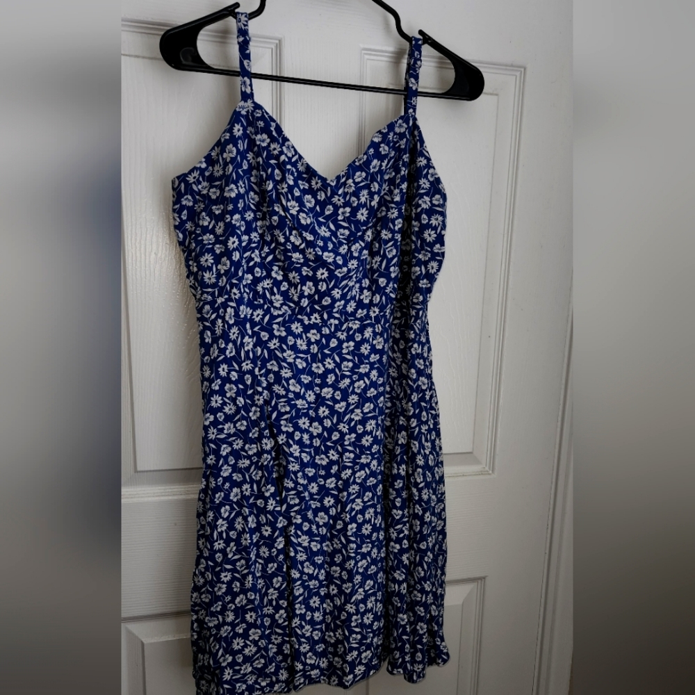 Mini Floral fit n flare blue dress